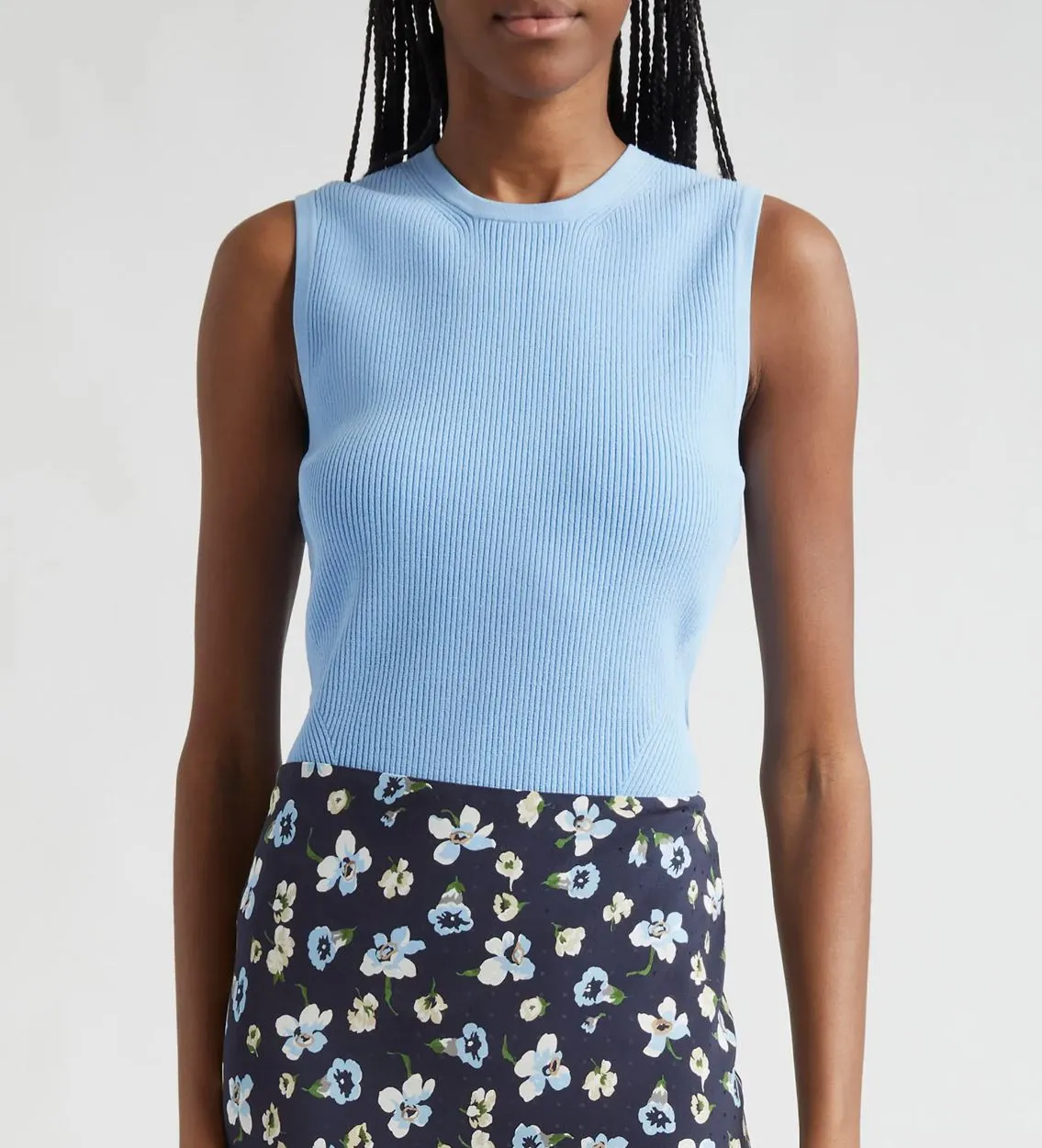 Veronica Beard Crewneck Sid Sleeveless Pullover in Blue Sky