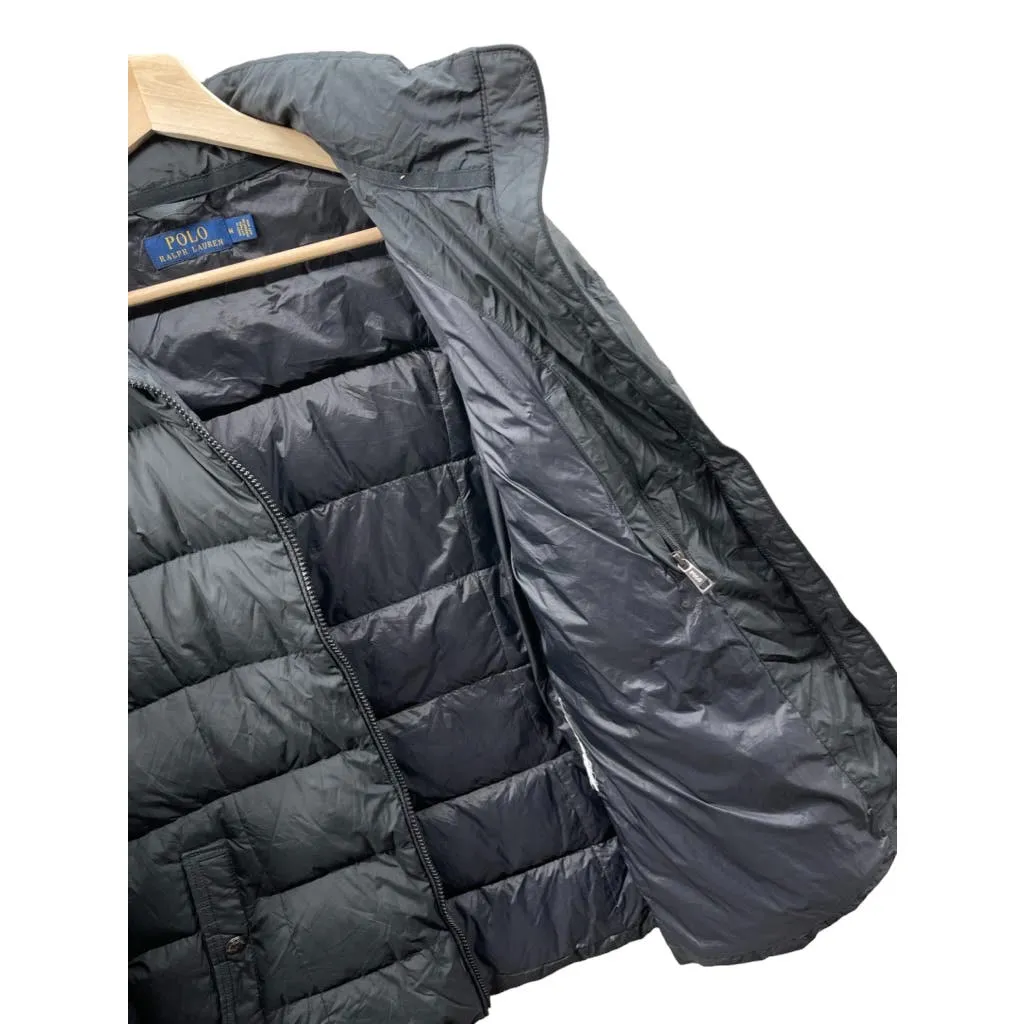 Vintage Polo Ralph Lauren Women's Black Down Puffer Full Zip Jacket