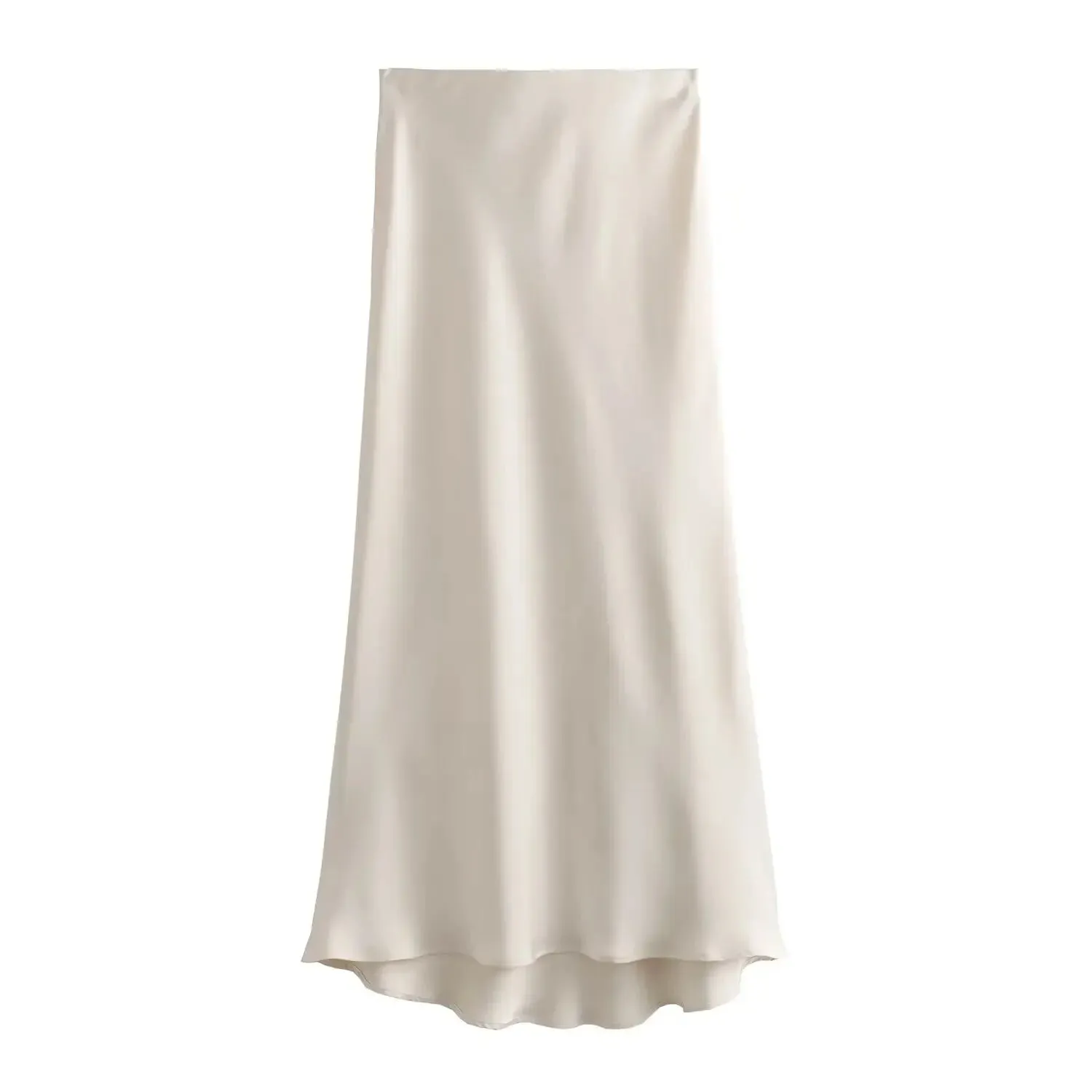 Willshela Women Fashion Satin Solid Pleated Midi Skirt Chic Vintage Style with Elastic Waist for Everyday Elegance