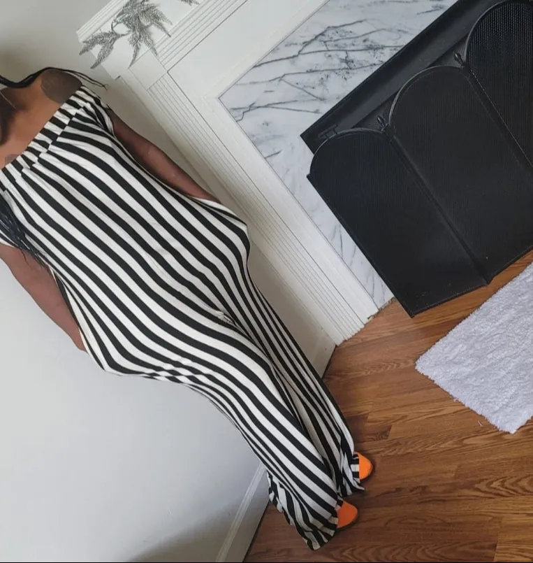 WOMEN "Sleeveless Wide-Leg Black and White Jumpsuit"