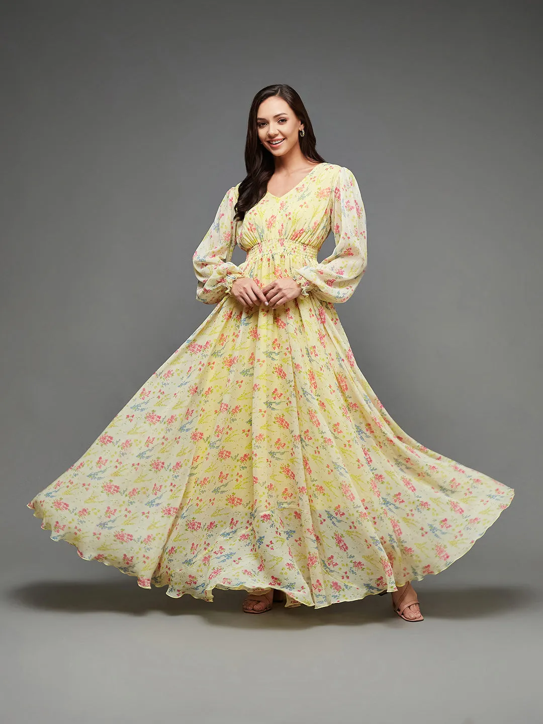 Yellow Floral Maxi Dress