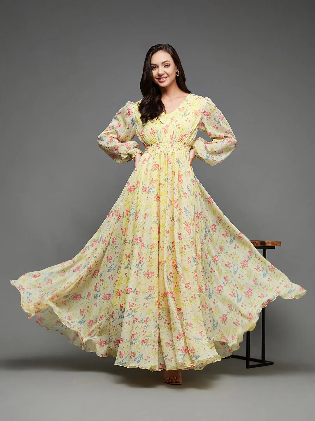 Yellow Floral Maxi Dress