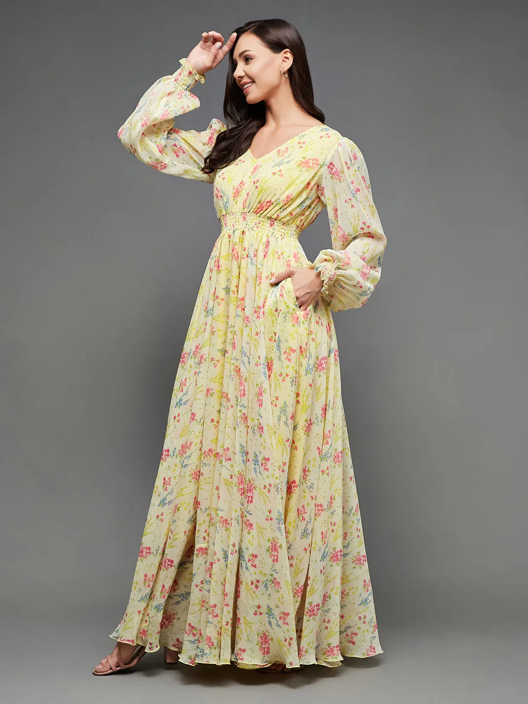 Yellow Floral Maxi Dress